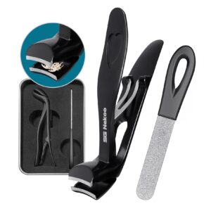 sg nekoo toe nail clippers for thick nails for seniors, angled head ultra sharp wide jaw opening fingernail clipper, nail trimmer with catcher for men women