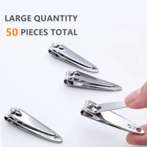 NATZERAT 50 Pack Fingernail Clipper Toenail Clippers，Stainless Steel Nail Clippers Bulk，Portable Nail Cutter Manicure Kit Toe Nail Clippers for Women Man Adult Homeless Care