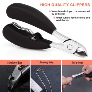 BEZOX Thick Toenail Clippers for Seniors - Large Toe Nail Clippers for Thick Nails, Precision Comfort Grip Long Handle Fingernail Clippers, Effortless Trimming Nail Cutter - Premium Stainless Steel