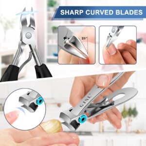 Upgrade Toenail Clippers for Seniors Thick Toenails, Nail Clippers for Men Thick Nails with Wide Opening, Professional Extra Large Heavy Duty Cutter Toe Nail Clippers for Seniors