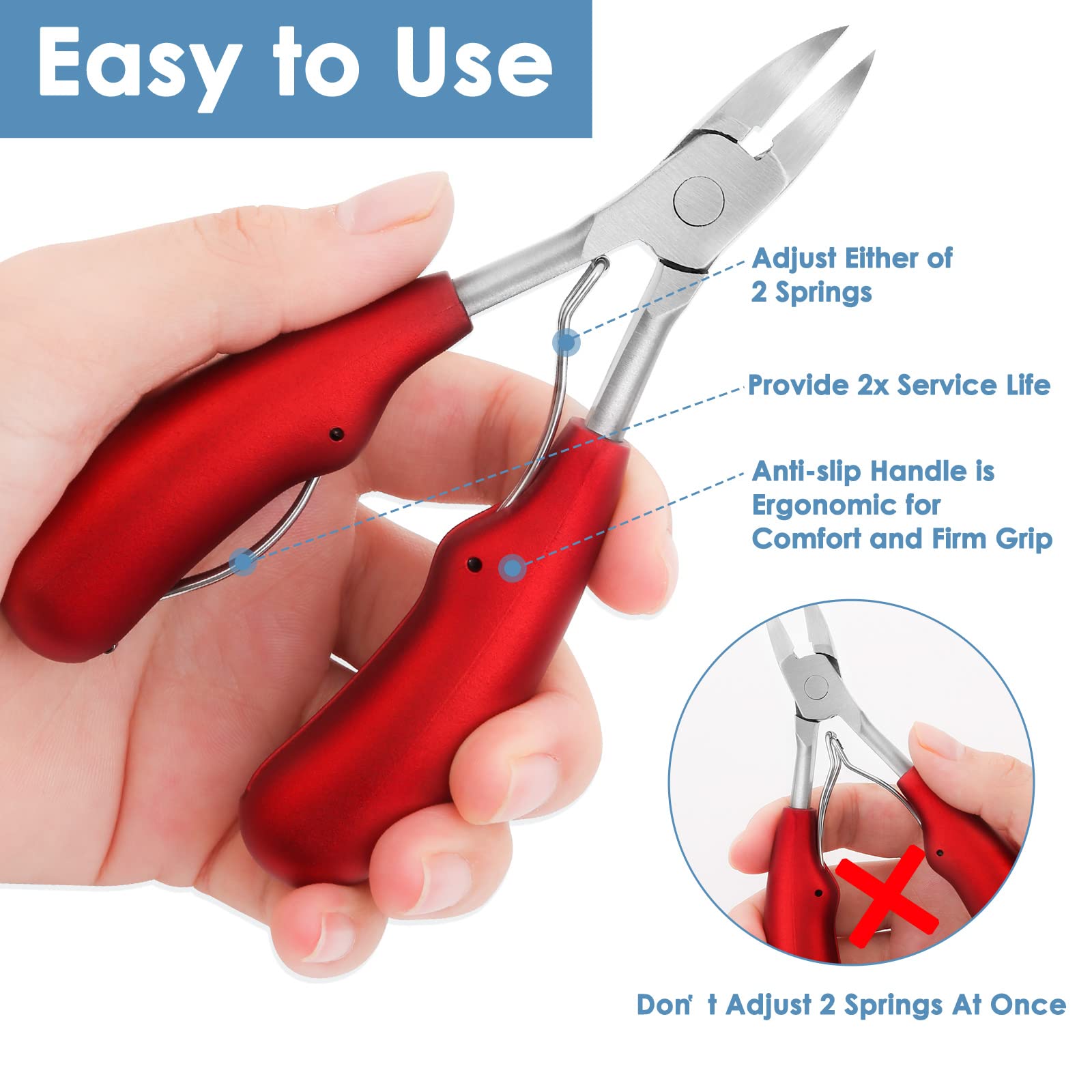 Modacraft Podiatrist Toenail Clippers, Professional Thick & Ingrown Toe Nail Clippers for Men Seniors, Ingrown Toenail Treatment Removal Kit with Nail Cutter Super Sharp Blade Soft Anti-slip Handle