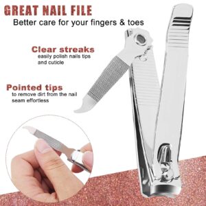 Nail Clippers, Toenail Clippers, Fingernail Clipper Cutters, Stainless Steel Toe Nail Clippers with Sharp Curved Blades and File, Nail Clippers for Men Women Kids(Large & Small)