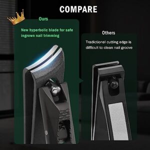 FVION Angled Nail Clippers, Ingrown Toenail Clipper for Thick Nails, Slant Curved Blade Nail Cutters Ingrown Nail Pain Relief Tool