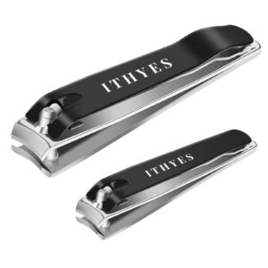 ithyes nail clippers nail cutter set toenail fingernail clippers kit for thick nails stainless steel sharp sturdy trimmer for men & women, set of 2