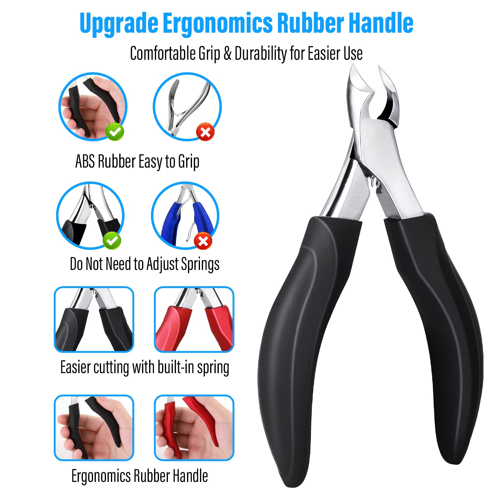 Toenail Clippers for Thick Nails, Toe Nail Clippers Adult Thick Nails Long Handle for Seniors Thick Toenails/Ingrown Toenail Treatment, Sharp Heavy Duty Nail Clippers for Men and Women, Adult