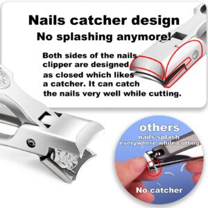 Ultra Sharp Stainless Steel Nail Clippers with Catcher, Fingernail & Toenail Clippers Splash Proof Nail Clippers Luxury Nail Cutter for Thick Nails