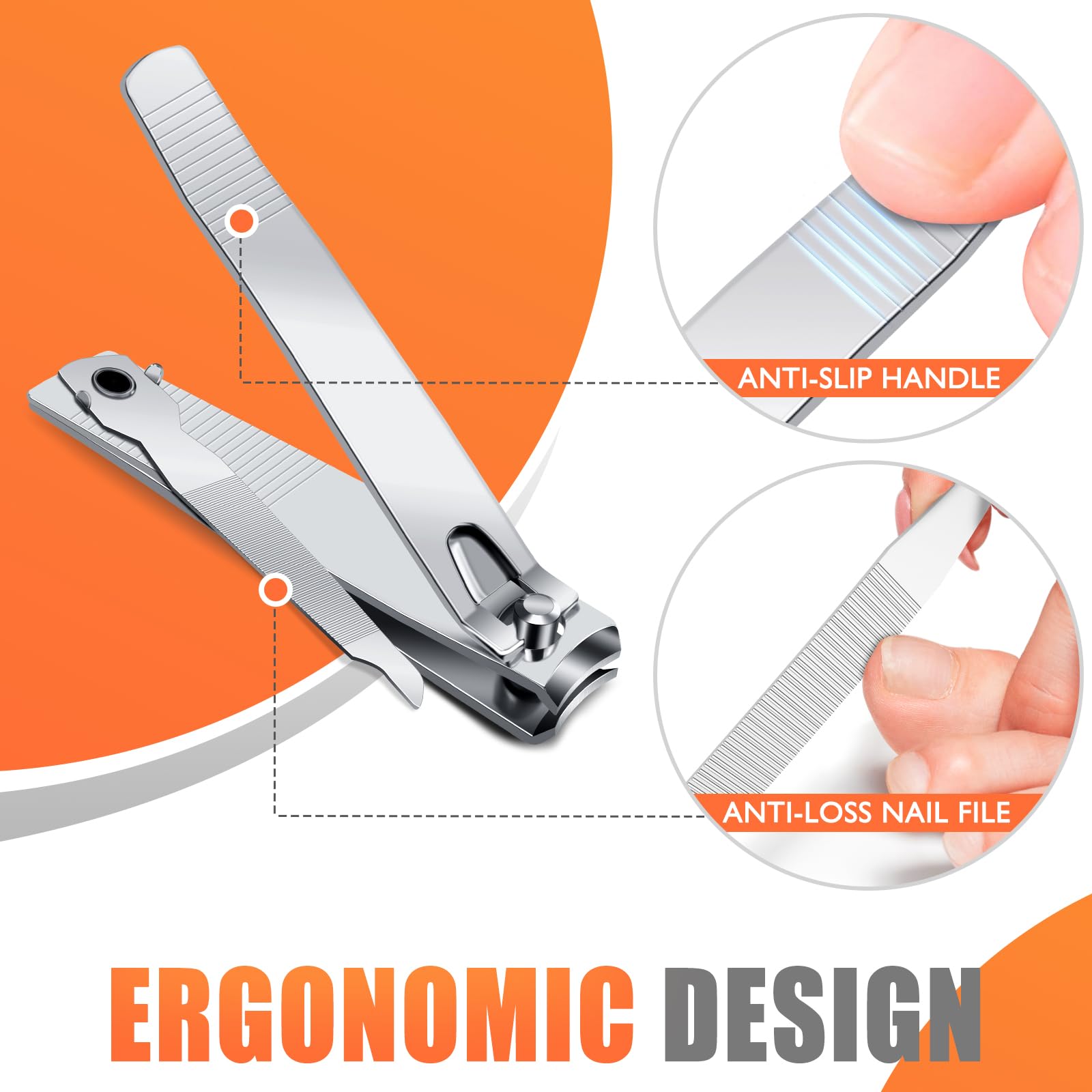 Finger Nail Clippers Adult - DRMODE 8 Pack Nail Clippers Bulk for Men Women Sharp Stainless Steel Travel Mini Toenail Clippers and Fingernail Clipper Set Curved Cutter Trimmer with Nail Cleaner/File