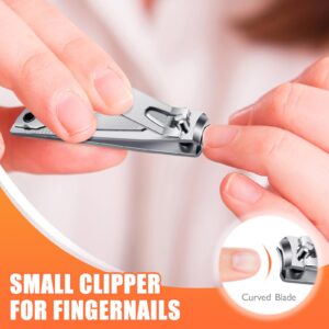 Finger Nail Clippers Adult - DRMODE 8 Pack Nail Clippers Bulk for Men Women Sharp Stainless Steel Travel Mini Toenail Clippers and Fingernail Clipper Set Curved Cutter Trimmer with Nail Cleaner/File