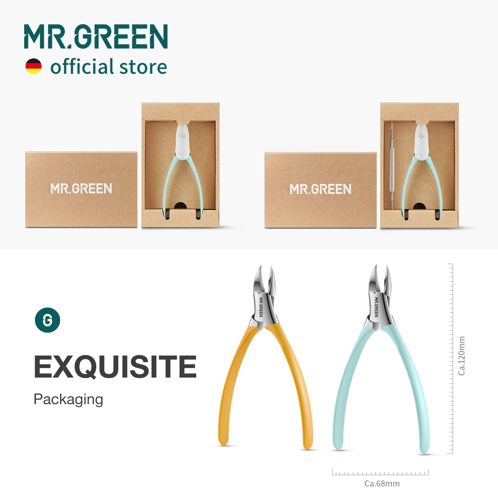 MR.GREEN Toenail Clippers Stainless Steel Ingrown Nail Cutter Thick and Hard Nails Pedicure Manicure Tools (Green)