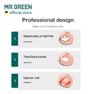 MR.GREEN Toenail Clippers Stainless Steel Ingrown Nail Cutter Thick and Hard Nails Pedicure Manicure Tools (Green)