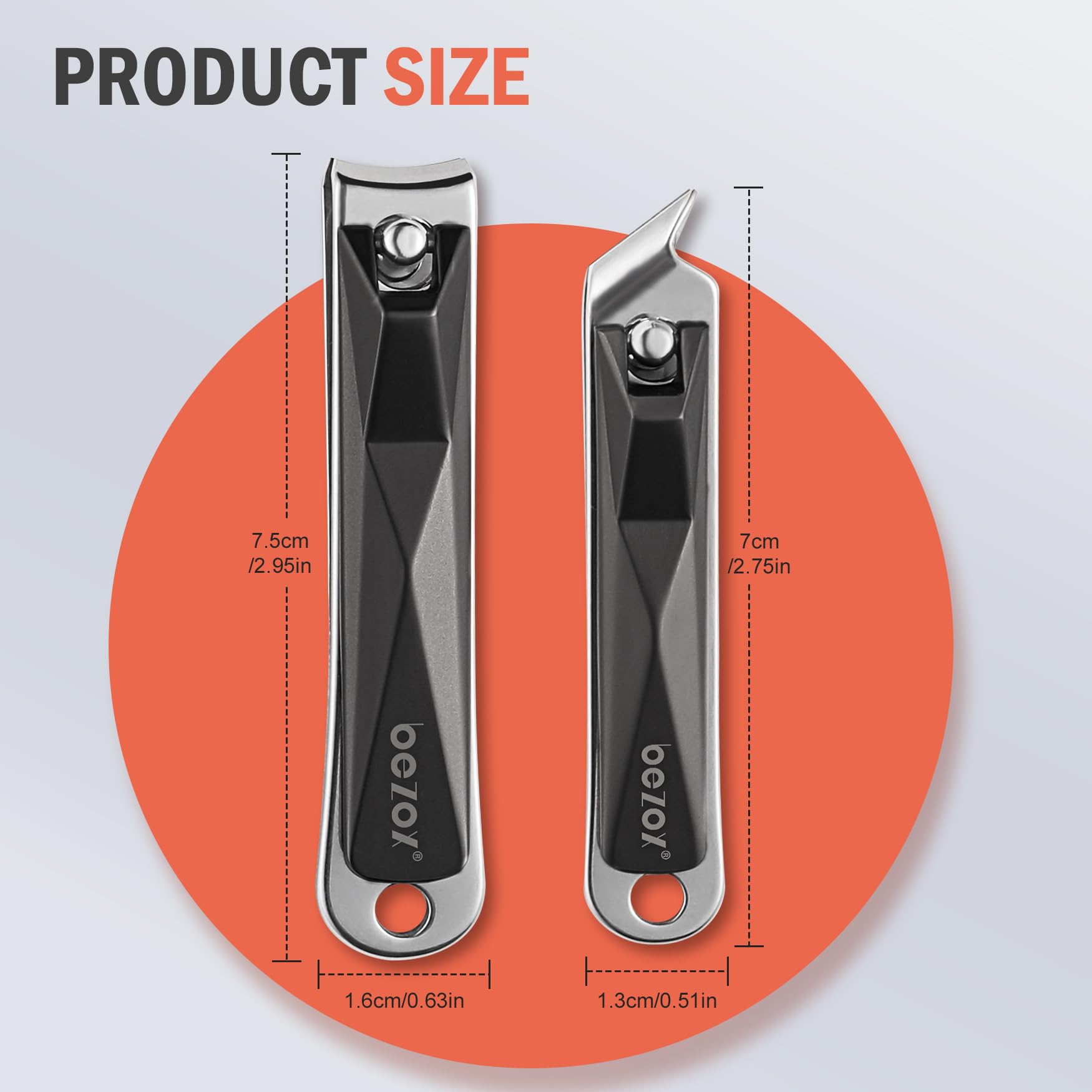 BEZOX Fingernail Clipper - Stylish Nail Cutters for Men and Women, corta uñas Ingrown Nail Clipper - Travel Nail Trimmer with Tin Case