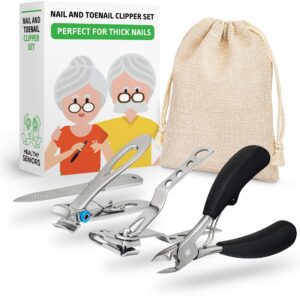 Healthy Seniors Complete Nail and Toenail Clippers for Seniors with Thick Toenails, Big Toe Nail Clippers for Thick Toenails Long Handle, Heavy Duty Toe Nail Clippers for Thick Nails for Seniors