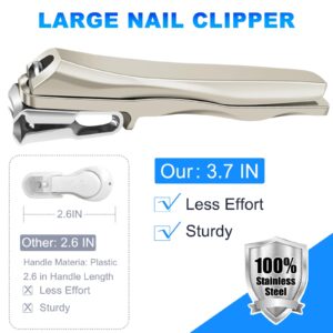 Nail Clippers for Men, 360 Rotary Toenail Clippers with Long Handle & Easy Grip, Heavy Duty Sharp Stainless Steel Fingernail Clipper for Seniors Men Women