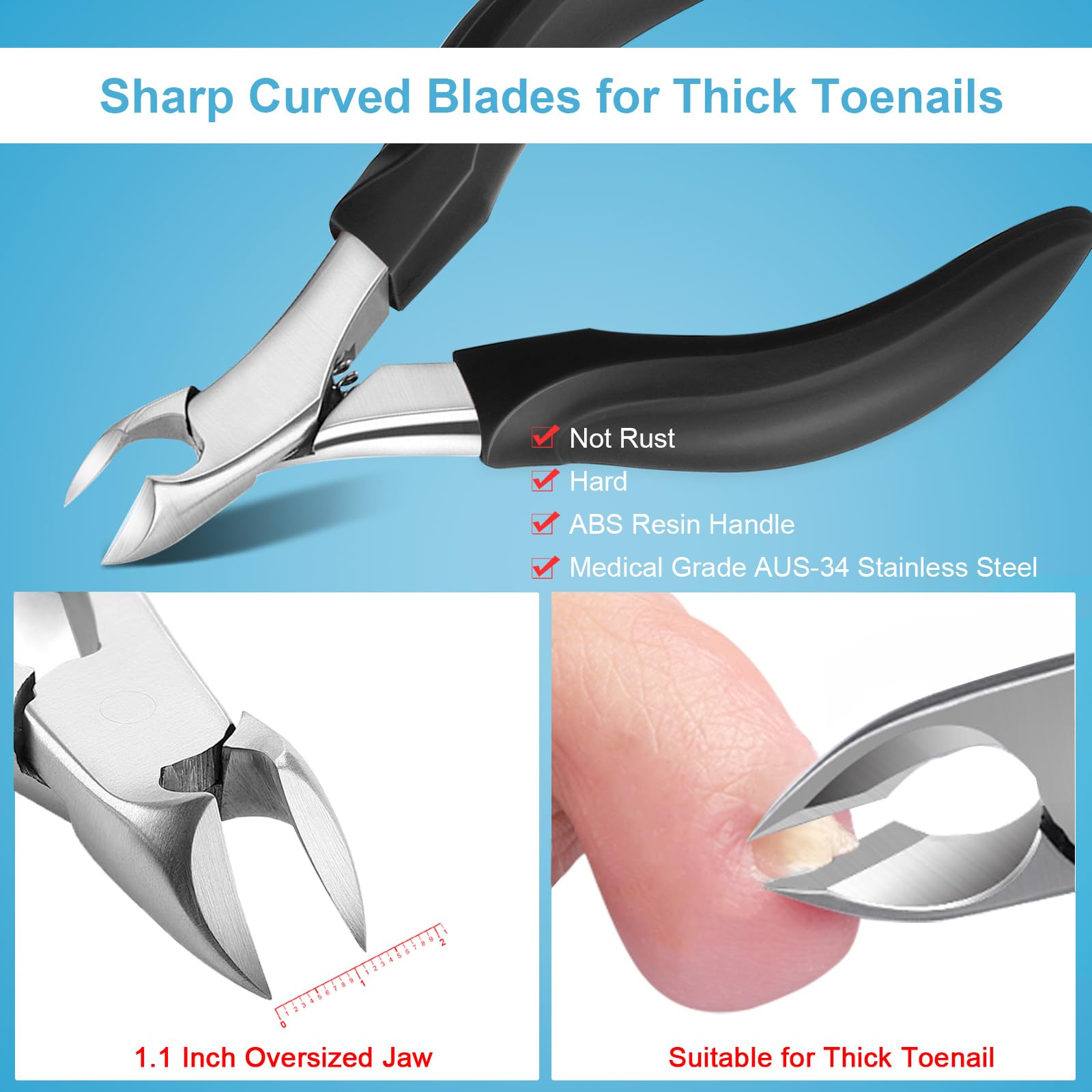 Orelex Toenail Clippers for Seniors Thick Toenails, Toe Nail Clippers Adult Long Handle for Men, Sharp Professional Heavy Duty Ingrown Toenail Tool