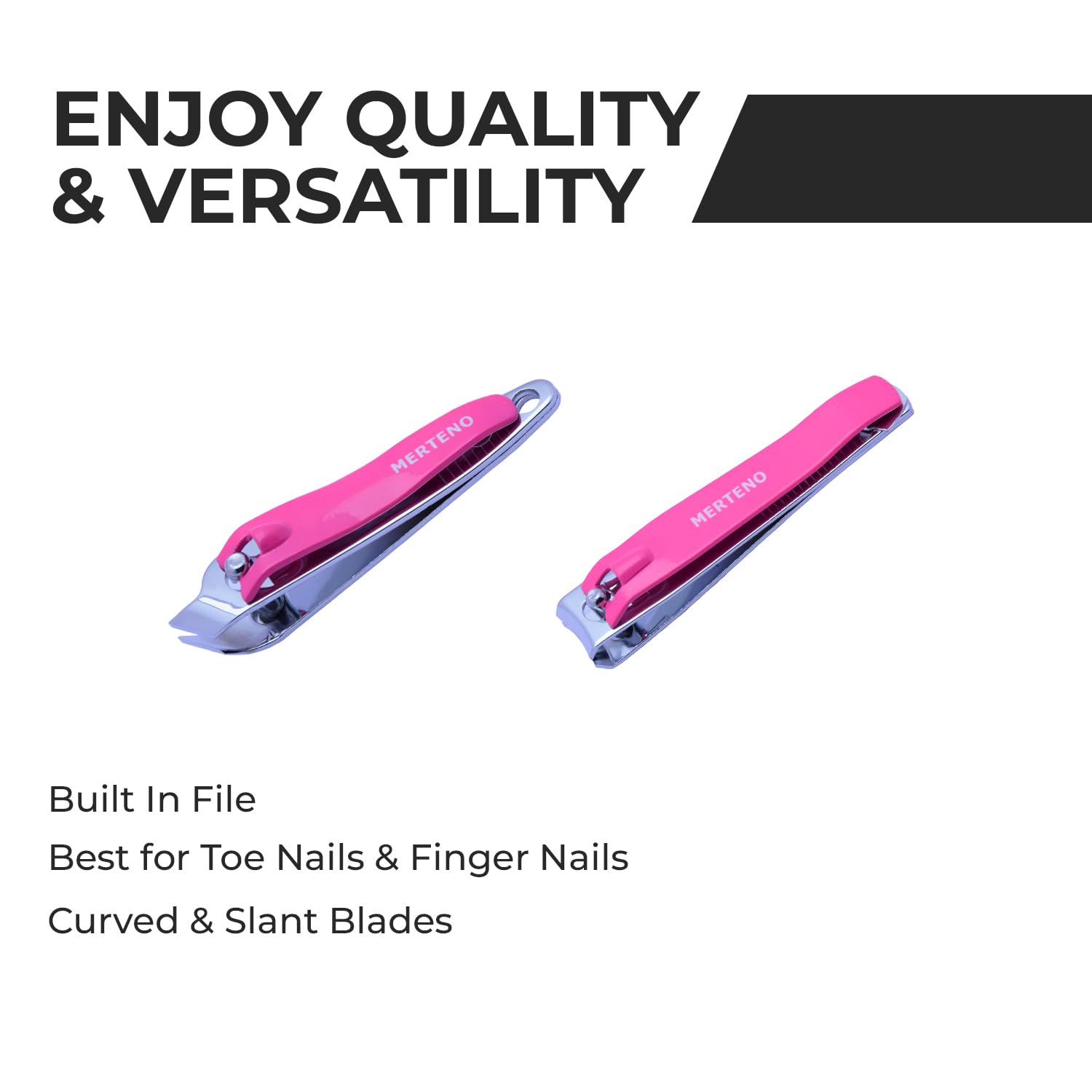 Professional Nail Clippers Set 3 Pack Premium Sharp Stainless Steel Fingernail & Toenail Clippers with Sturdy Travel Tin Case, Professional Manicure Kit Fingernail Tools for Nail Care (Pink/Silver)