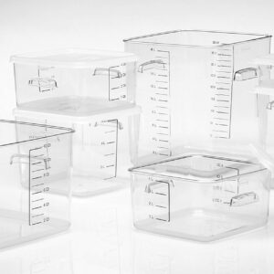 Rubbermaid Commercial Products Plastic Space Saving Square Food Storage Container For Kitchen/Sous Vide/Food Prep, 18 Quart, Clear (FG631800CLR)