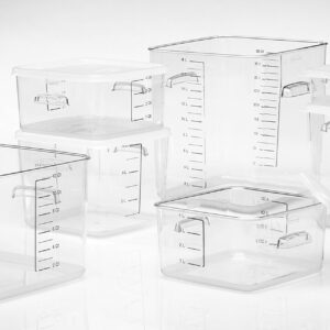 Rubbermaid Commercial Products Plastic Space Saving Square Food Storage Container For Kitchen/Sous Vide/Food Prep, 18 Quart, Clear (FG631800CLR)