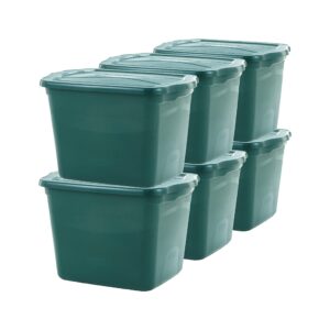 rubbermaid ecosense storage containers with lids, 18 gal - 6 pack, durable and reusable stackable storage bins for garage or home organization, made from recycled materials