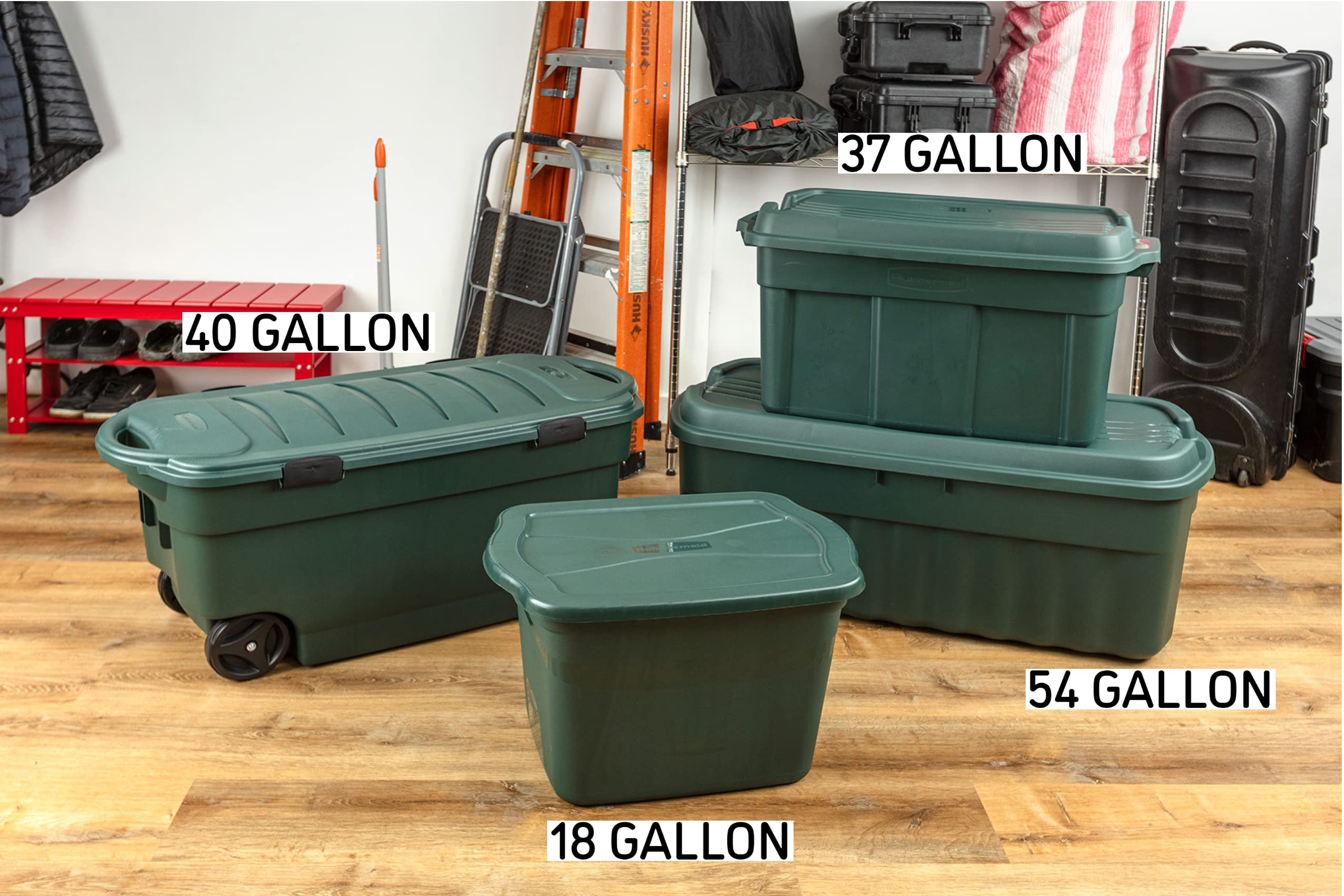 Rubbermaid ECOSense Storage Containers with Lids, 18 Gal - 6 Pack, Durable and Reusable Stackable Storage Bins for Garage or Home Organization, Made From Recycled Materials