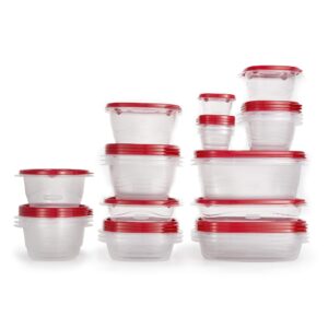 Rubbermaid TakeAlongs and Easy Find Vented Food Storage Containers, 68 Pieces, Red