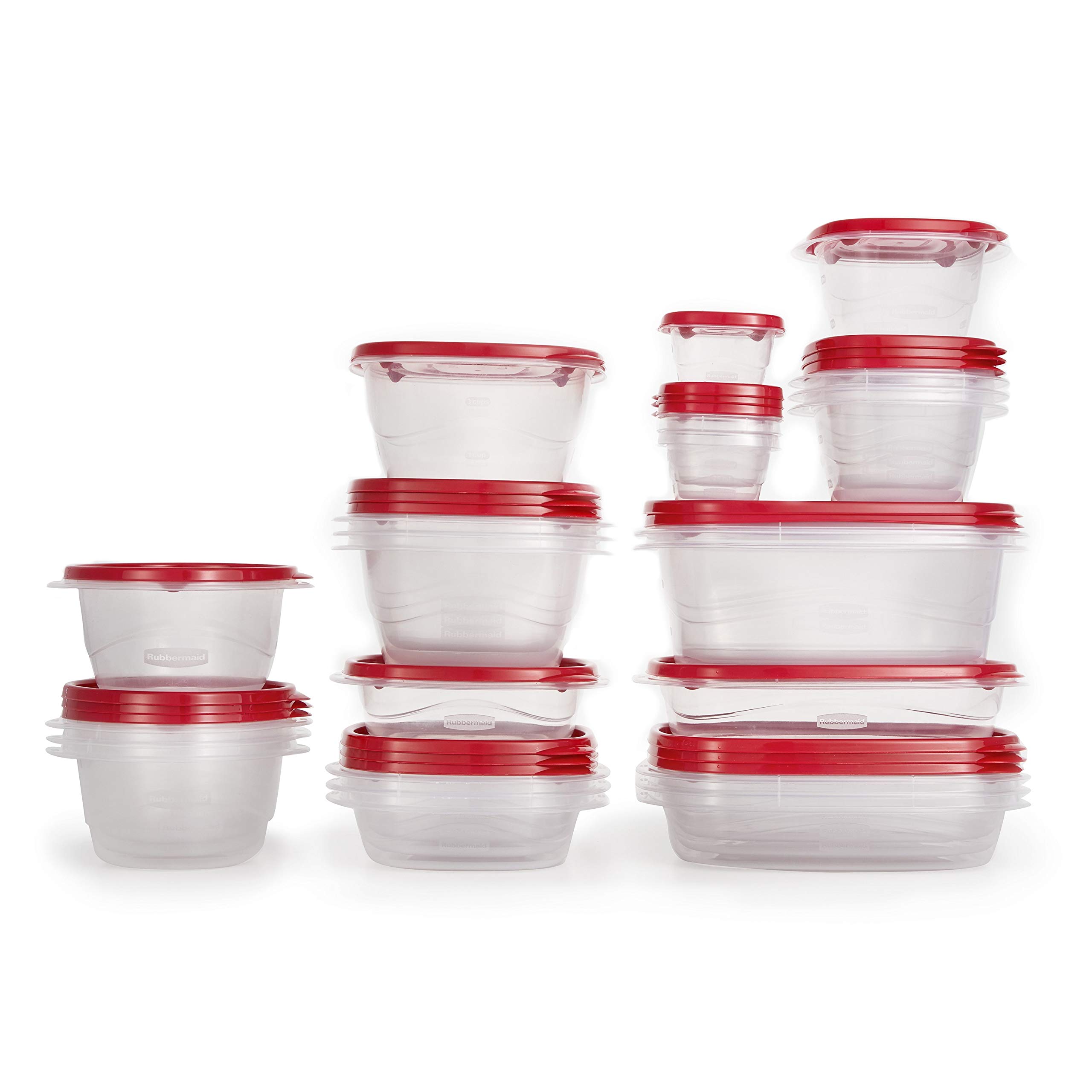 Rubbermaid TakeAlongs and Easy Find Vented Food Storage Containers, 68 Pieces, Red