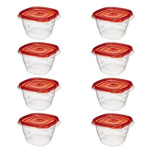 Rubbermaid - Containers Deep Square, Freezer Clear Base, (Red Lid 5/Box) (16.9 Ounce) (8-Pack)