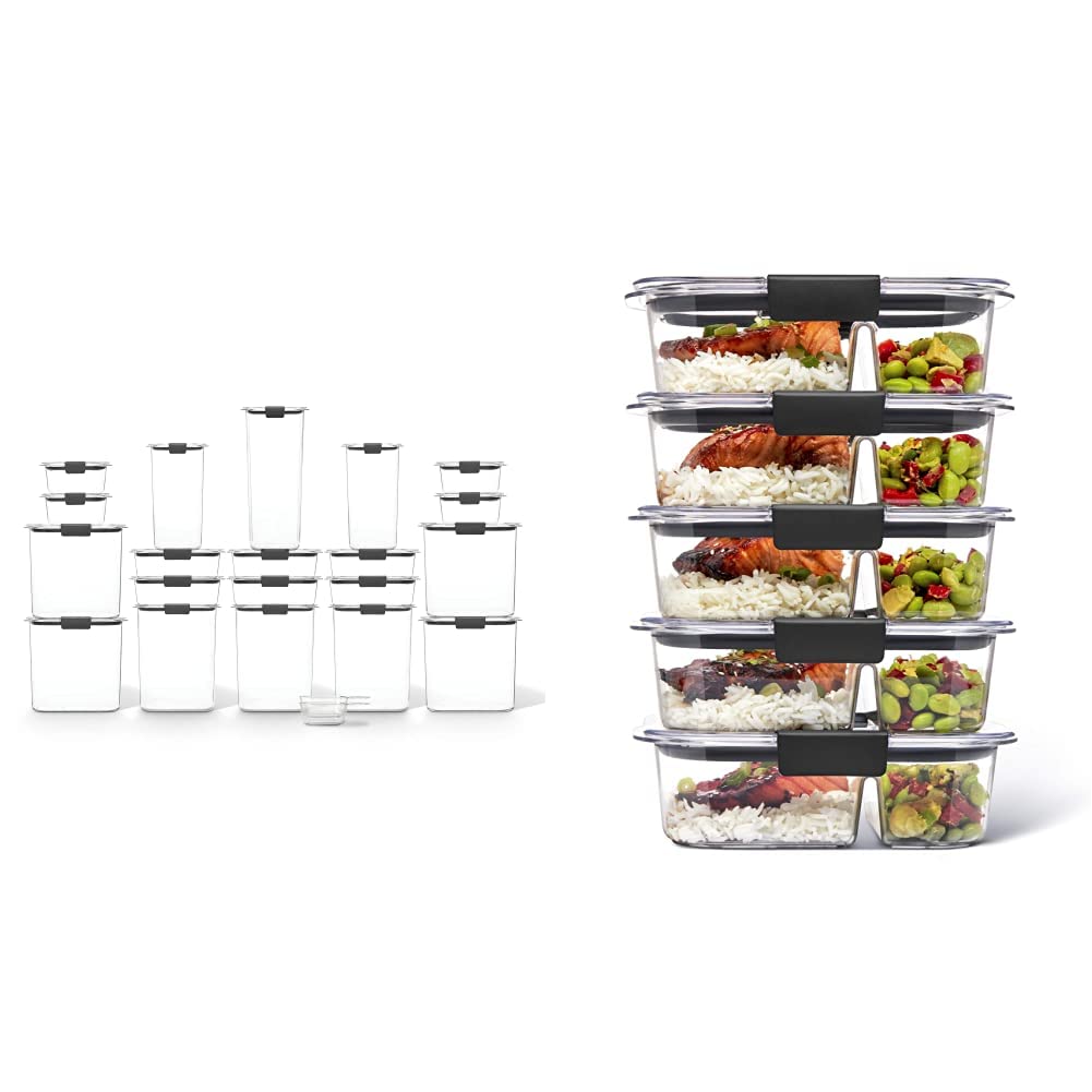 Rubbermaid Brilliance BPA Free Food Storage Containers with Lids, Airtight, Set of 20 w/Scoops Brilliance BPA Free Food Storage Containers with Lids, Airtight, Set of 5 (2.85 Cup)