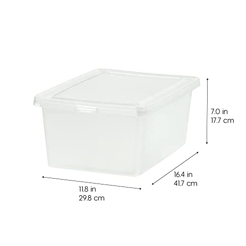 IRIS USA 17 Qt Clear Storage Box, BPA-Free Plastic Stackable Bin with Lid, 4 Pack, Containers to Organize Shoes and Closet Shelves, Classroom Organization Teacher Tools, Game Storage