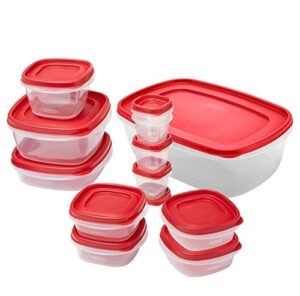 rubbermaid easy find lids food storage container, 24-piece set, red