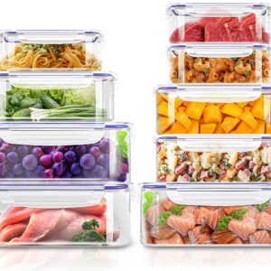 Utopia Kitchen Plastic Food Storage Container Set with Airtight Lids - Pack of 18 (9 Containers & 9 Snap Lids) - Reusable & Leftover Food Lunch Boxes - Leak Proof, Freezer & Microwave Safe