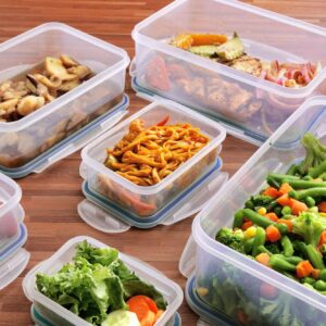 Utopia Kitchen Plastic Food Storage Container Set with Airtight Lids - Pack of 18 (9 Containers & 9 Snap Lids) - Reusable & Leftover Food Lunch Boxes - Leak Proof, Freezer & Microwave Safe