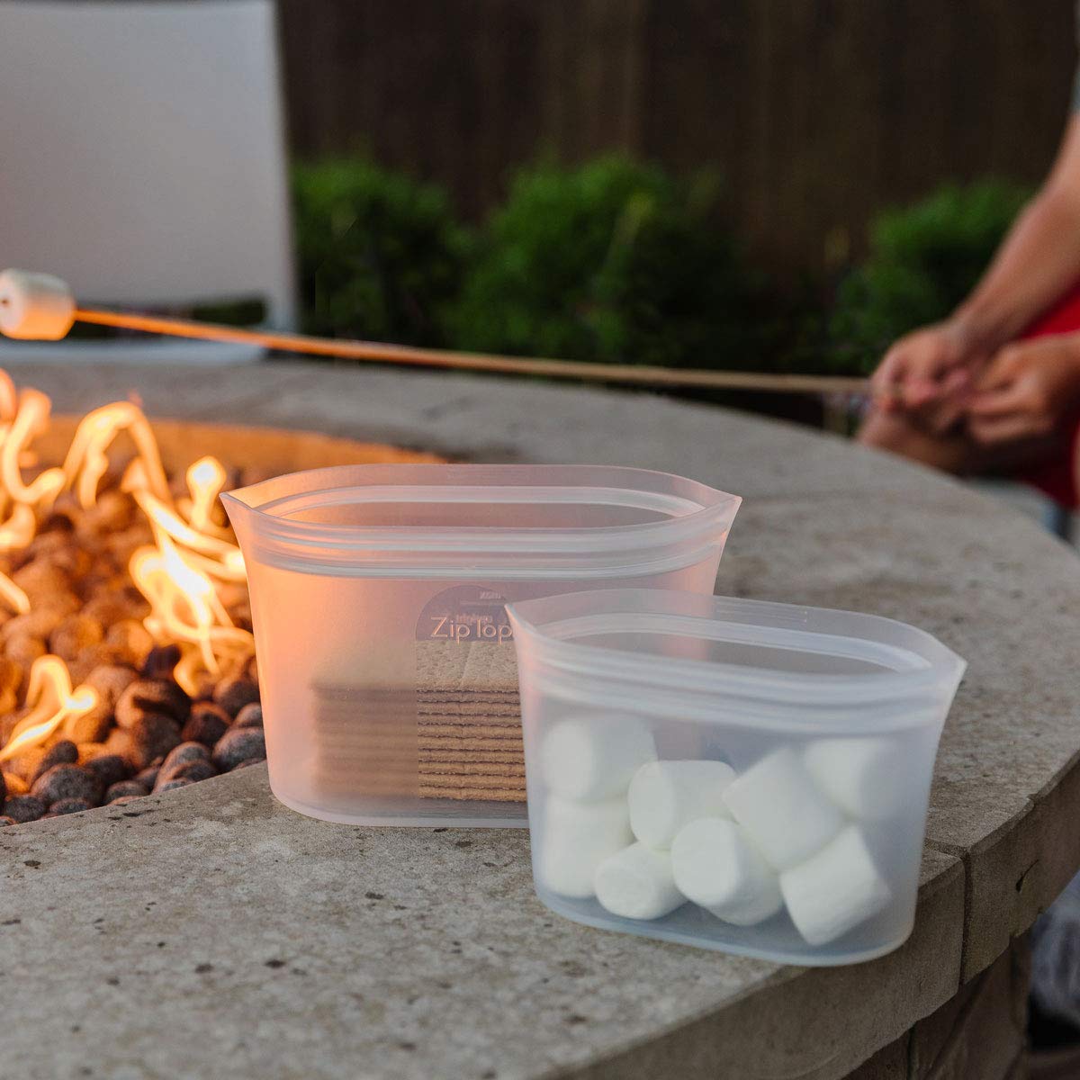 Zip Top Reusable Food Storage Bags | 3 Dish Set [Frost] | Silicone Meal Prep Container | Microwave, Dishwasher and Freezer Safe | Made in the USA