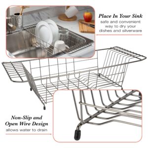 Kitchen Details Sink Dish Drainer Drying Rack | Dimensions: 19.88" x 8.07" x 4.92" | Space Saving | Fits Over Most Sinks | Durable | Onyx