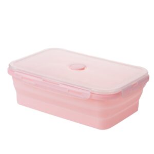 vimas extra large silicone food storage containers, 53oz/1600ml collapsible meal prep containers with lids for fruits, vegtables (pink)