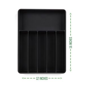 Silicone Rubber Non-Slip, Non-Toxic, Black Silverware and Cutlery Organizer for Kitchen Drawer 12x16