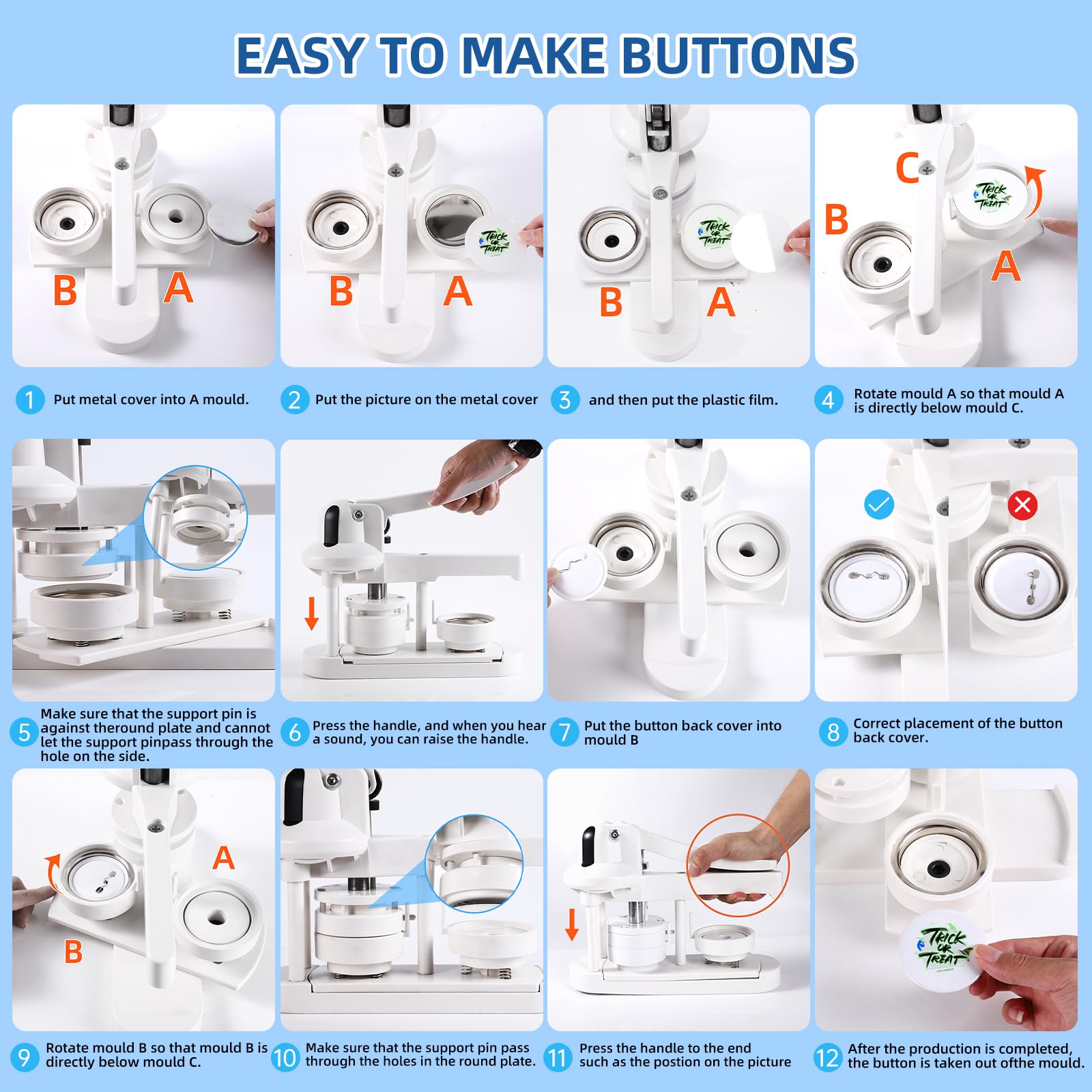 Tigoola Button Maker Machine,32mm(1.25 inch) Pin Maker Machine,Button Press Machine,Badge Press Machine,Craft Gifts for Kids with Free Button Supplies