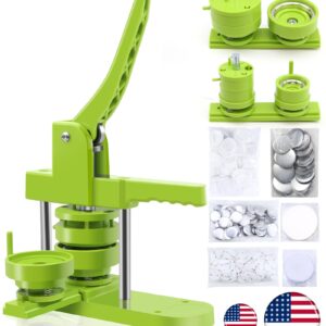 Happizza Button Maker Machine Multiple-Sizes - Pin Maker Machine 1.25 inch+2.25 inch, Interchangeable Button-models Badge Button Press Machine with 200 Sets 32+58mm Button Maker Supplies&Circle Cutter