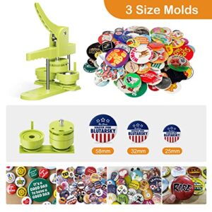 Button Maker Machine Multiple Sizes 330 Sets, Pin Maker 1''+1.25''+2.25'' Button Making Supplies, DIY Pinback Button/ Keychain Badge/ Bottle Opener Button/ Fridge Magnet Button for Christmas Party