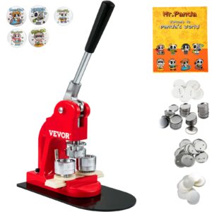 vevor button maker machine, 25mm (1 inch) badge punch press kit, children diy gifts pin maker, button making supplies with 500pcs button parts & circle cutter & magic book