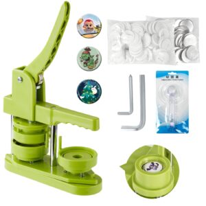 alldeer button maker machine 25mm - installation-free 0.98 in (about 1 inch) diy pin badge button maker press machine,badge punch press button maker kit with free 50pcs button parts(green)