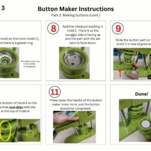 Button Maker Machine 75mm, 3-inch Green Badge Pin Press Button Making Kit with 400Pcs Free Blank Round Button Parts Metal Pin Back & Picture Paper & Plastic Mylar & Cutter, for DIY Keepsake Gift