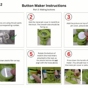 Button Maker Machine 75mm, 3-inch Green Badge Pin Press Button Making Kit with 400Pcs Free Blank Round Button Parts Metal Pin Back & Picture Paper & Plastic Mylar & Cutter, for DIY Keepsake Gift