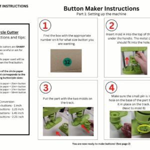 Button Maker Machine 75mm, 3-inch Green Badge Pin Press Button Making Kit with 400Pcs Free Blank Round Button Parts Metal Pin Back & Picture Paper & Plastic Mylar & Cutter, for DIY Keepsake Gift