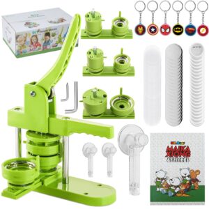 button maker machine multiple sizes 1+1.25+2.25 inch, diy button badge maker button press machine with 300pcs button maker supplies & cutter & keychains & magic book for kids button maker machine gift