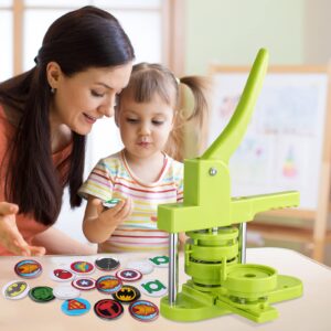 Button Maker Machine Multiple Sizes 1+1.25+2.25 inch, DIY Button Badge Maker Button Press Machine with 300Pcs Button Maker Supplies & Cutter & Keychains & Magic Book for Kids Button Maker Machine Gift