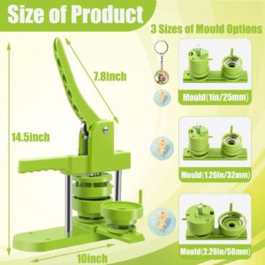 Button Maker Machine Multiple Sizes 1+1.25+2.25 inch, DIY Button Badge Maker Button Press Machine with 300Pcs Button Maker Supplies & Cutter & Keychains & Magic Book for Kids Button Maker Machine Gift