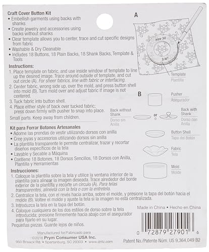 Dritz 114-30 Craft Cover Button Kit with Tools, Size 30 - 3/4-Inch, 18-Sets