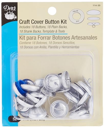 Dritz 114-30 Craft Cover Button Kit with Tools, Size 30 - 3/4-Inch, 18-Sets