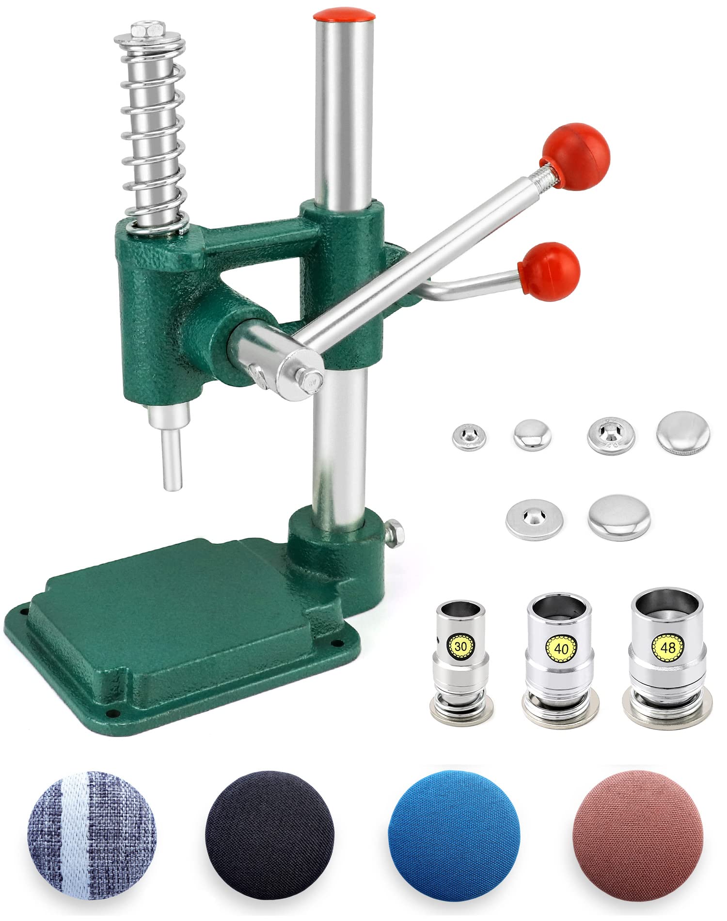 QWORK Button Maker Kit with 3 Sizes Die Sets and 300 Buttons, 11/16", 1", 1-3/16" (18, 25, 30mm) Diameter Hand Fabric DIY Button Making Punch Cloth Button Cover Making Machine Tool