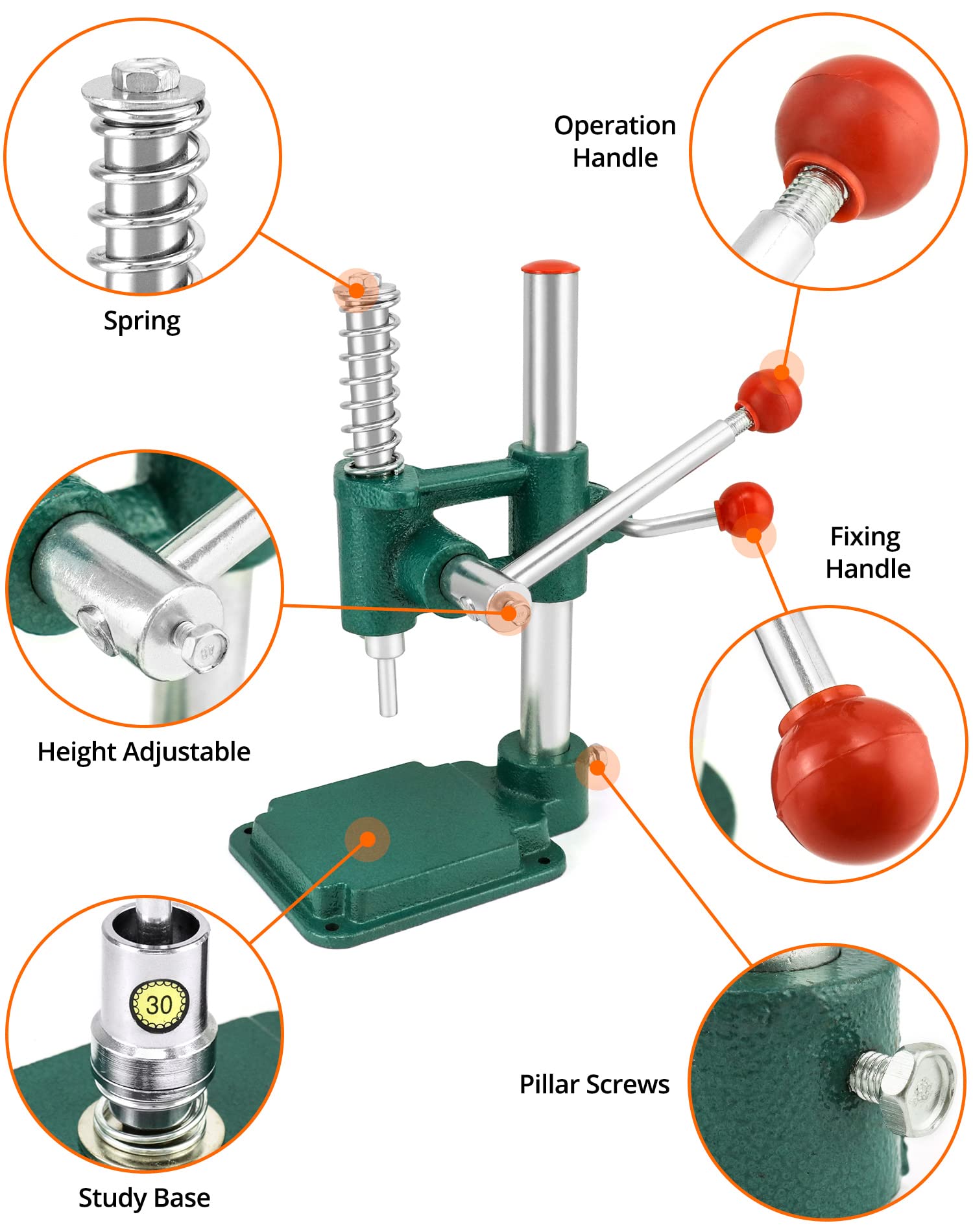 QWORK Button Maker Kit with 3 Sizes Die Sets and 300 Buttons, 11/16", 1", 1-3/16" (18, 25, 30mm) Diameter Hand Fabric DIY Button Making Punch Cloth Button Cover Making Machine Tool